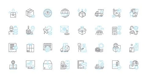Mailbox linear icons set. Postbox, Envelope, Mail, Letter, Delivery, Postal Illustrazione stock