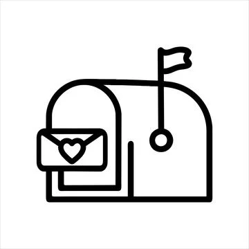 Mailbox love letter. Vector linear icon. Invitation. Valentine's Day. Stock Illustration