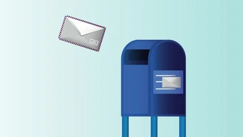 A mailbox in a motion graphic with letters being placed inside, dynamic foo.. Vídeos de archivo 338994081