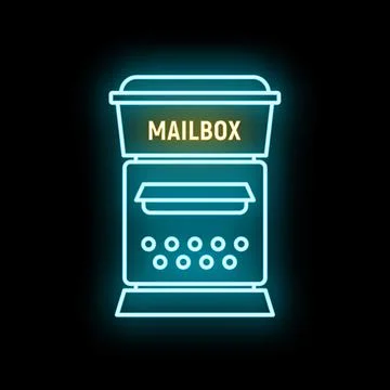 Mailbox neon glowing sign representing online communication Stock Illustration