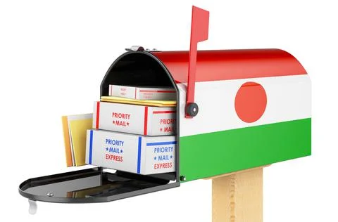 Mailbox with Niger flag with parcels, envelopes inside. Shipping in Niger, co Illustrazione stock