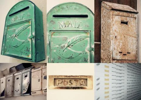 Mailbox old and new composition Stock Illustration