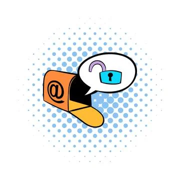 Mailbox with padlock icon, comics style Illustrazione stock