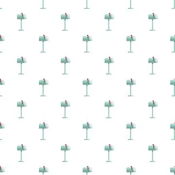 Mailbox pattern with red flag up for delivery Stock Illustration