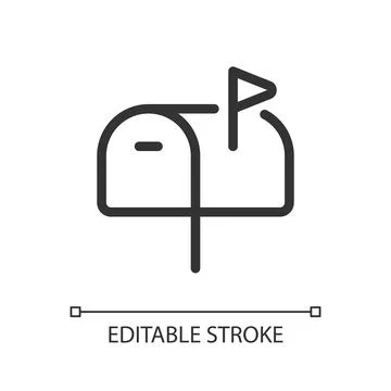 Mailbox pixel perfect linear ui icon Stock Illustration