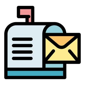 Mailbox receiving letter with raised flag, postal service and communication Illustrazione stock