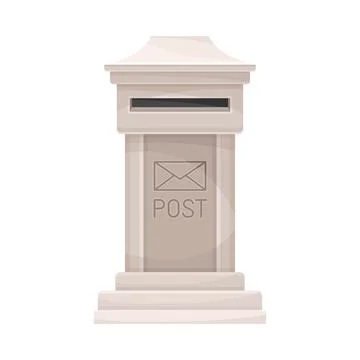Mailbox for sending correspondence. Retro post box for paper letters flat vector Stock Illustration