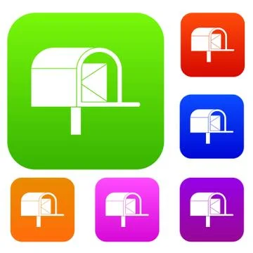 Mailbox set color collection 스톡 일러스트