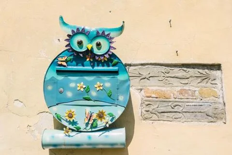 Mailbox in the shape of owl Stock Photos