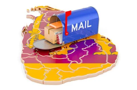 Mailbox on the Sri Lankan map. Shipping in Sri Lanka, concept. 3D rendering Stock Illustration