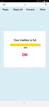Mailbox storage is full - informative notification. Interface of email box,.. Stock Illustration
