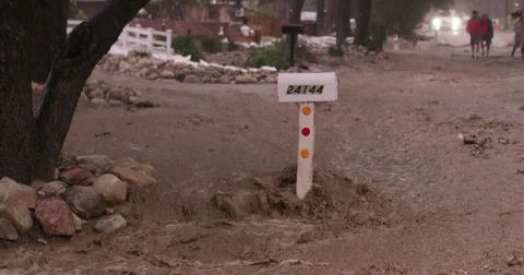 Mailbox Surrounded by Flood Water Stock Footage 79429089