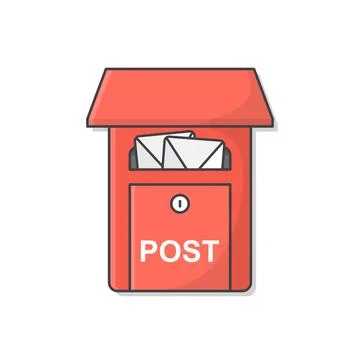 Mailbox Vector Icon Illustration. Post Office Box. Full Letter Box イラスト素材