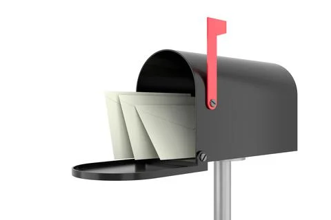 Mailbox website banner. 3D rendering. Stock Illustration