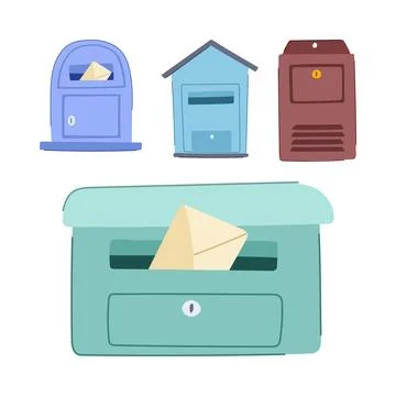 Mailboxes and letters for postal communication services Stock Illustration