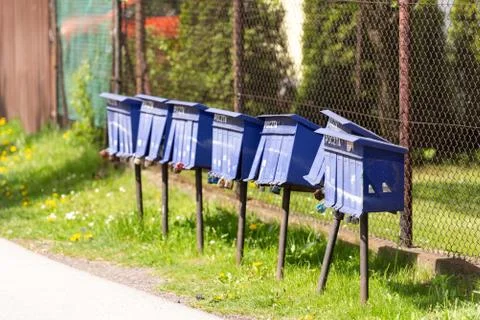 Mailboxes in Poland by the road Stock Photos