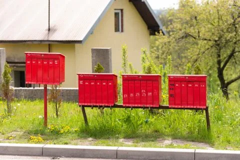Mailboxes in Poland by the road Stock Photos