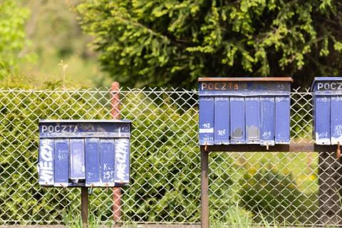 Mailboxes in Poland by the road Stock Photos