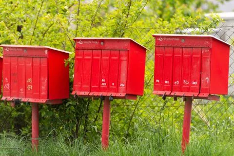 Mailboxes in Poland by the road Stock Photos