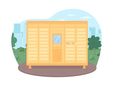 Mailboxes row service 2D vector web banner, poster 库存插图