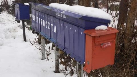Mailboxes in winter Stock Footage 100848853