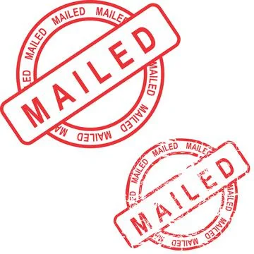 Mailed red stamp sticker Stock Illustration