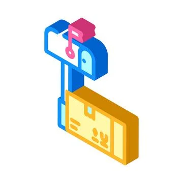Mailer box cardboard packaging isometric icon vector illustration Stock Illustration