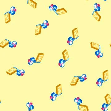 Mailer box cardboard packaging isometric icon seamless pattern Stock Illustration