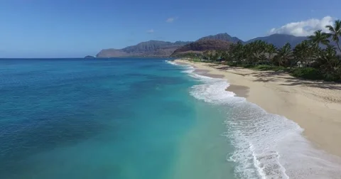 Maili Beach, Waianae, Leeward coast, Oahu, Hawaii Stock Footage