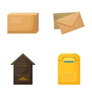 Mailing and delivery services with boxes, envelopes, and mailboxes Stock Illustration