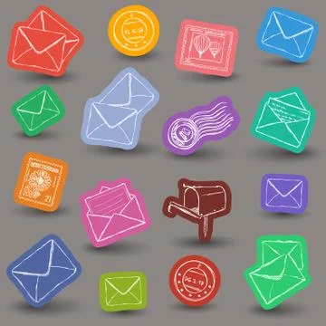 Mailing doodle icons Illustrazione stock
