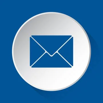 Mailing envelope, simple blue icon on white button Stock Illustration