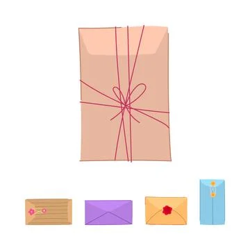 Mailing envelopes and parcels for sending letter communication Illustration