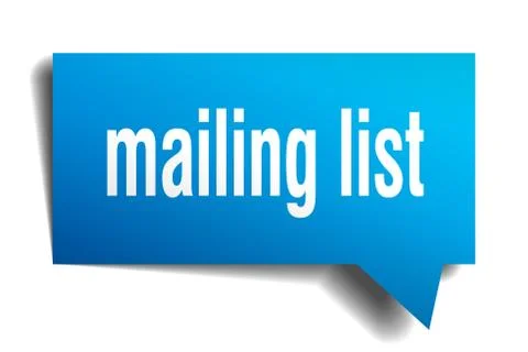 Mailing list blue 3d speech bubble Illustrazione stock