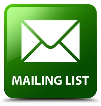 Mailing list green square button Stock Illustration