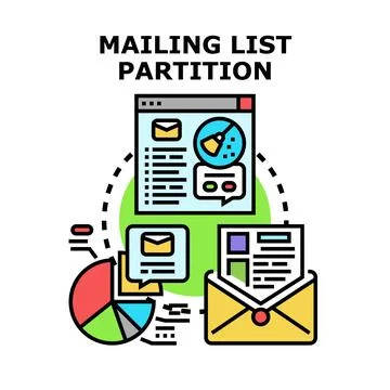Mailing list partitioning and email segmentation strategy Stock Illustration