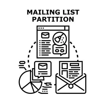 Mailing list partitioning and email segmentation strategy Stock Illustration