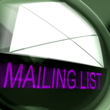 Mailing list postage means contacts or email database Stock Illustration