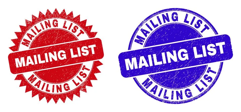 MAILING LIST Round and Rosette Stamp Seals with Corroded Texture 스톡 일러스트