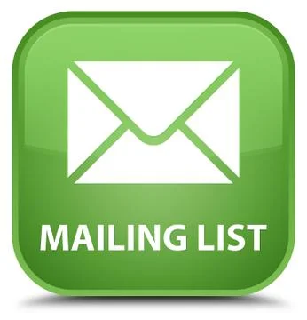 Mailing list special soft green square button Stock Illustration