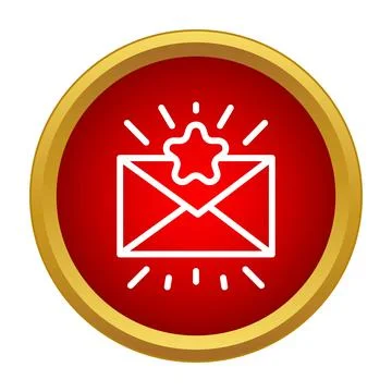 Mailing notification with star button and red background Stockillustratie