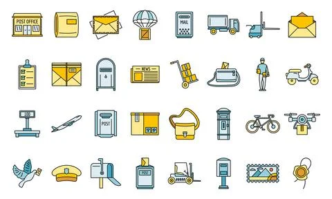 Mailman carrier icons set vector color Illustration