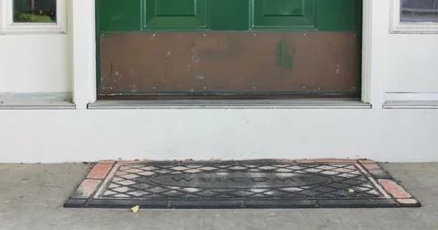 Mailman Delivering Package Box at Door of Home Dolly Shot, 4K Stock-Footage 63663783