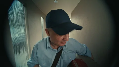 Mailman knocking on the door Stock Footage 263972070