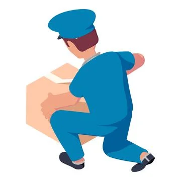 Mailman open parcel icon, isometric style Stock Illustration