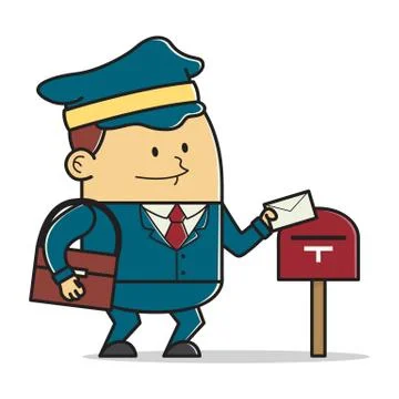 Mailman posting a letter 스톡 일러스트