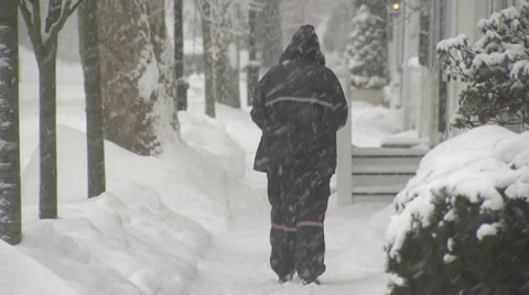 Mailman in snow Stock Footage 35297211