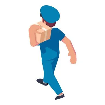 Mailman take parcel icon, isometric style イラスト素材