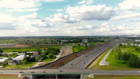 Main access road to the big city -  Warsaw Stock Footage 90496706
