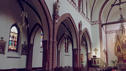 Main altar and transept of the catholic church dedicated to Sant'Albano Stock Footage 197491809